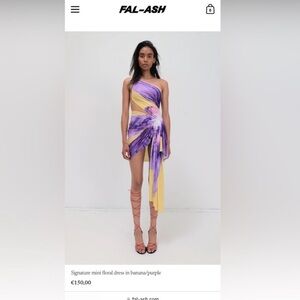 Fal-ash Purple and Yellow Asymmetrical Mini Dress